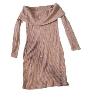 Top Chic medium Brown long sleeve cowl neck sweater dress